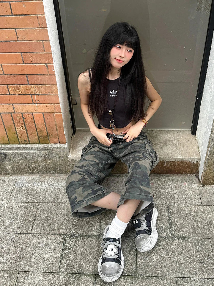Baggy Camouflage Cargo Shorts Dark Tiger