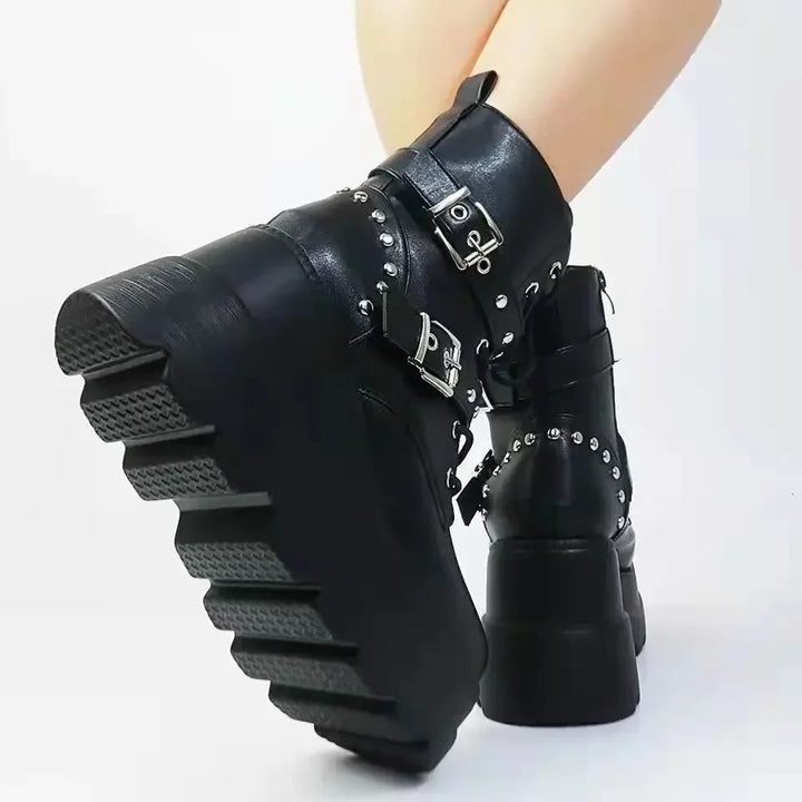 Dark Leather Ankle Boots Dark Tiger