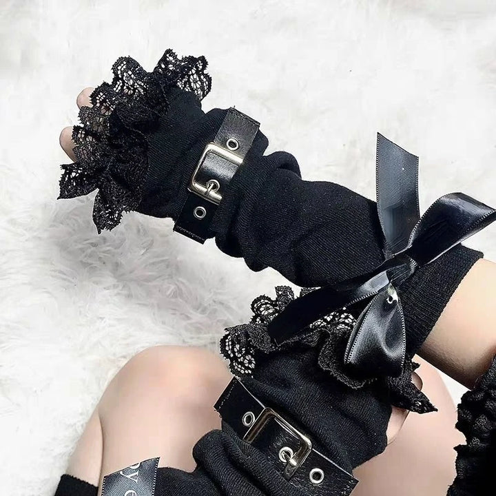 Gothic Grunge Patchwork Fingerless Arm Warmer Dark Tiger