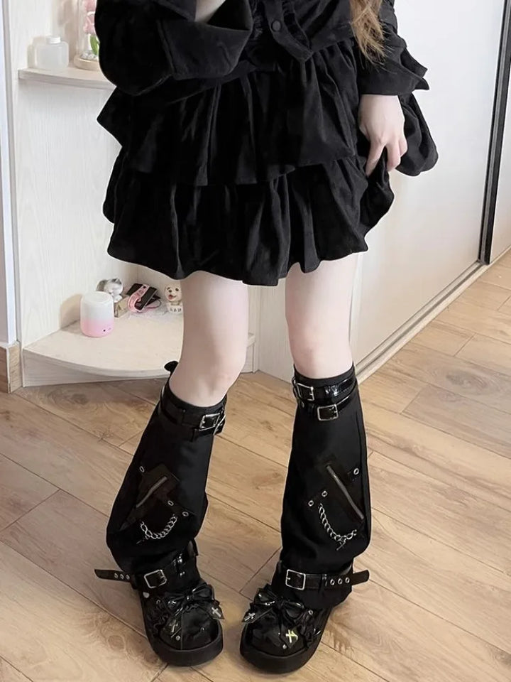 Harajuku Y2K Zipper Style Leg Warmers Dark Tiger