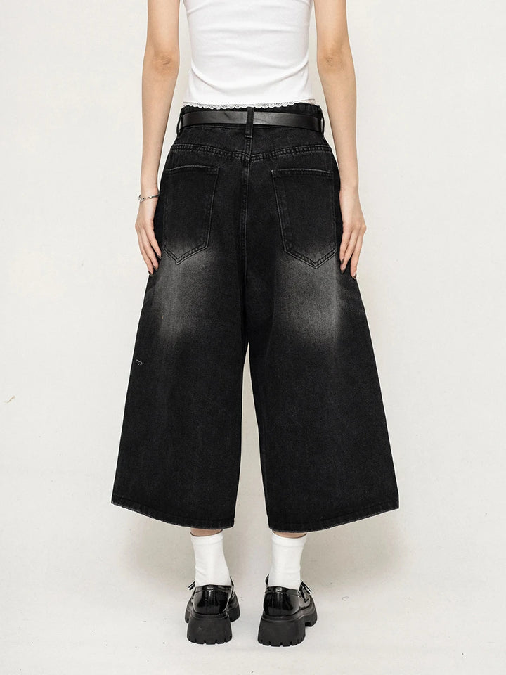 Dark Y2K Style Denim Shorts Dark Tiger