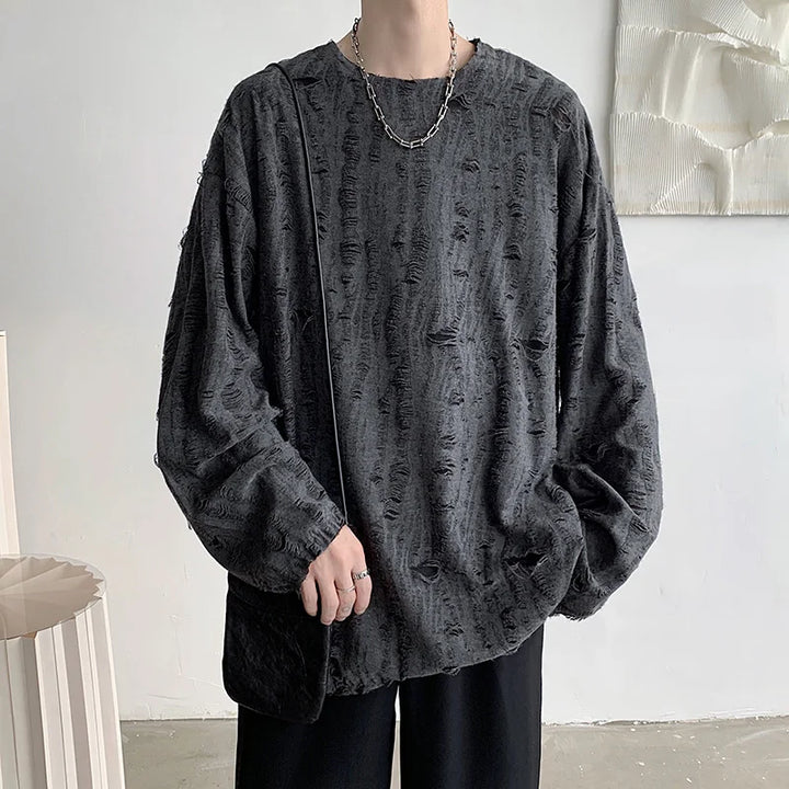 Korean Distressed Oversized Pullover Dark Tiger