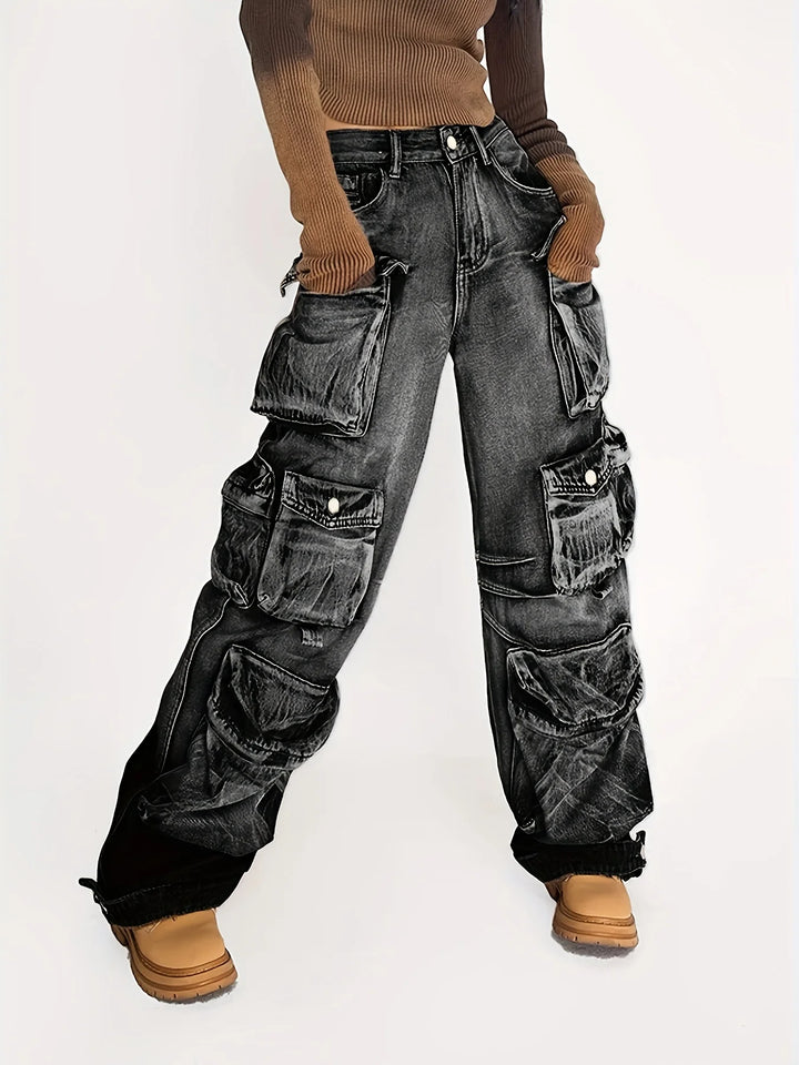 Dark Multi-Pocket Washed Pants Dark Tiger