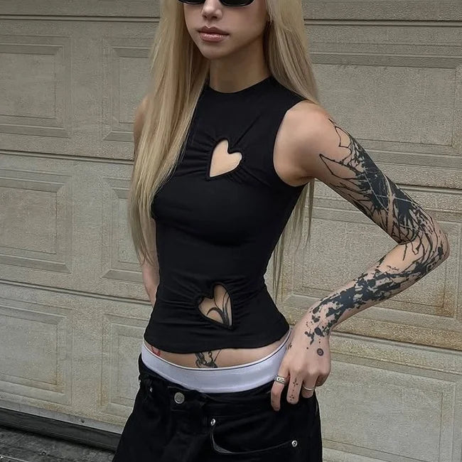 Casual Heart Crop Top Dark Tiger