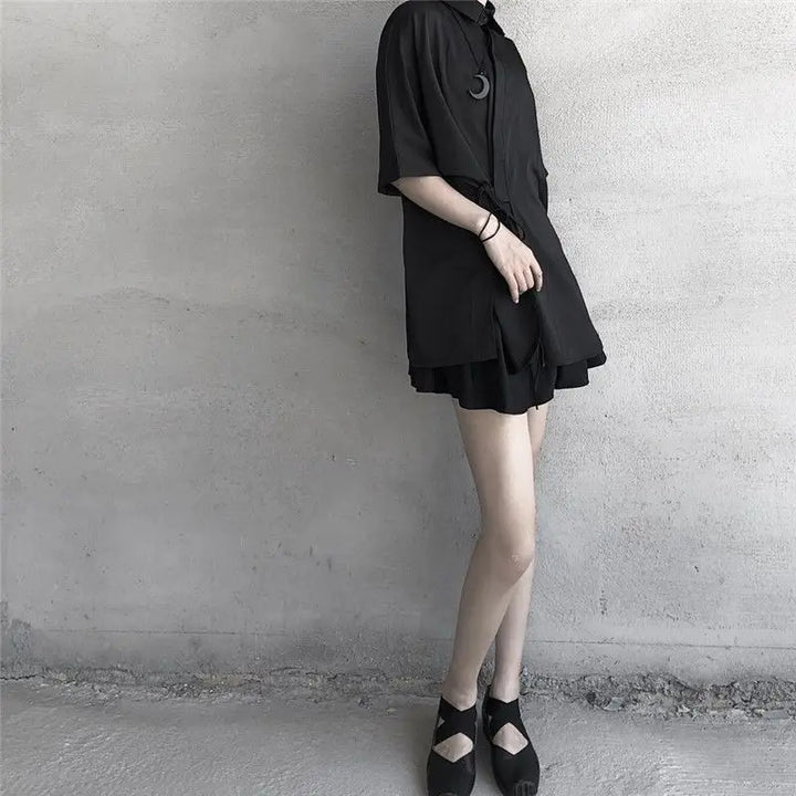 Japanese Dark Shirt Dress Dark Tiger