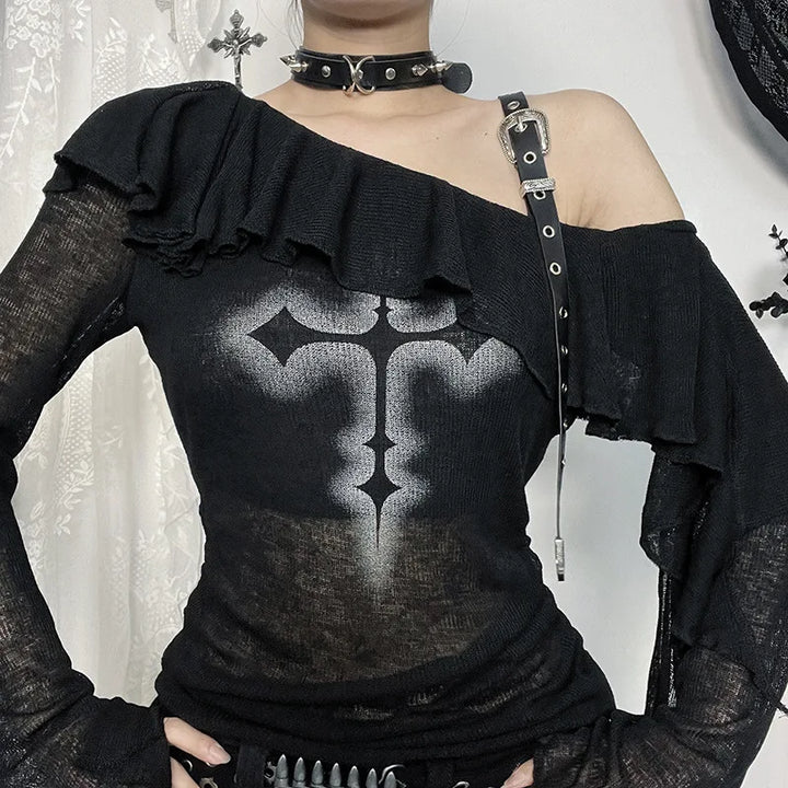 Vintage Goth Longsleeve Top Dark Tiger