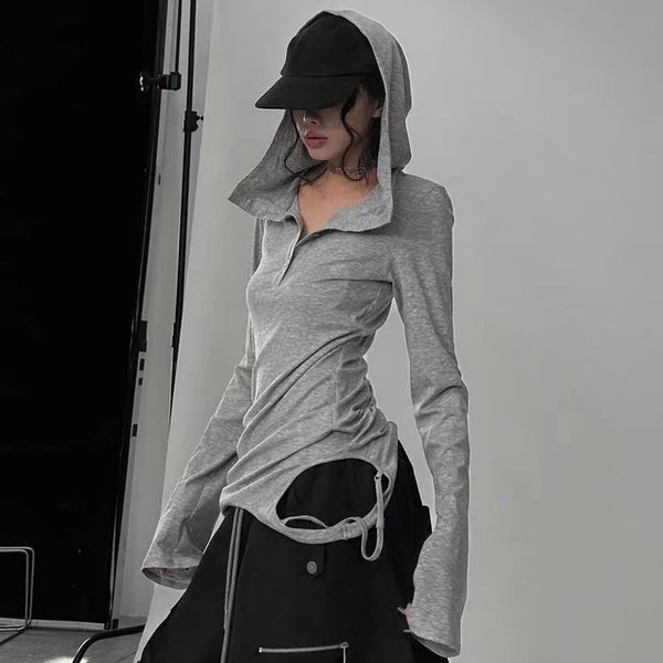Y2K Slim Zip Hoodie Dark Tiger