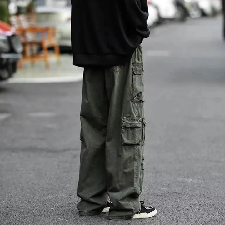 Y2K Multi-Pocket Wide Pants Dark Tiger