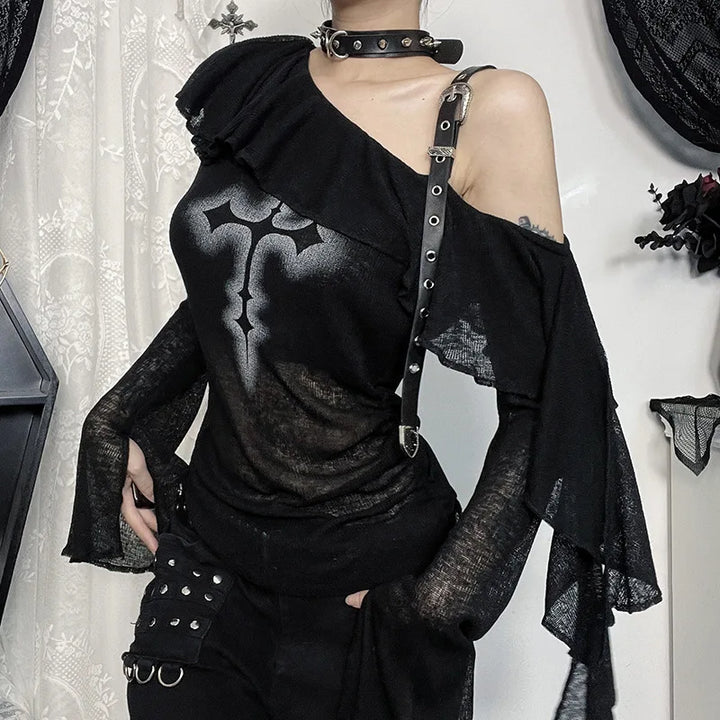 Vintage Goth Longsleeve Top Dark Tiger