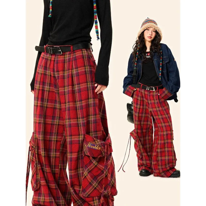 American Checkered Casual Pants Dark Tiger