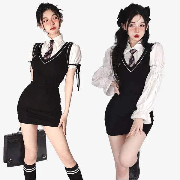 Korean Preppy-style Mini Dress Dark Tiger