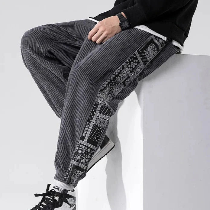 Chinese Style Corduroy Sweatpants Dark Tiger