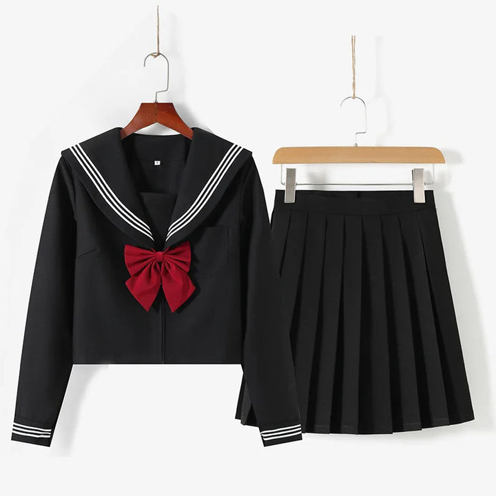 Japanese Black School Uniform Outfit Set — Shirt and Skirt Dark Tiger