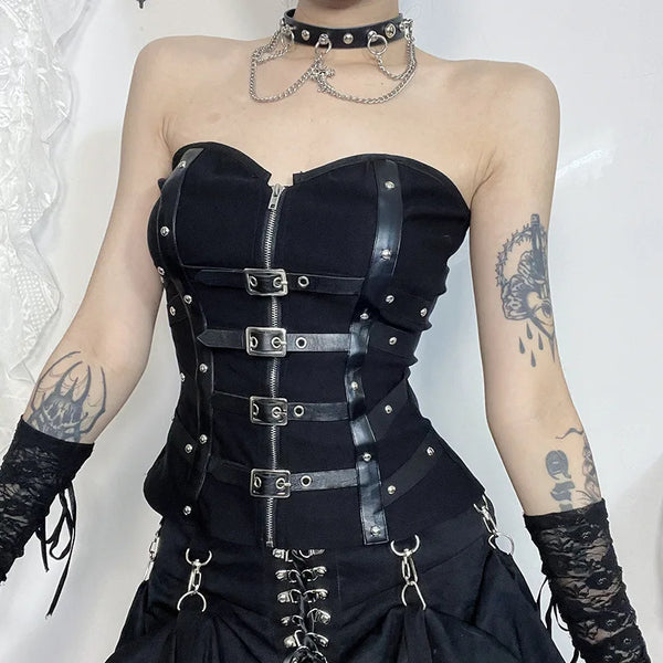 Mall Goth Corset Top Dark Tiger