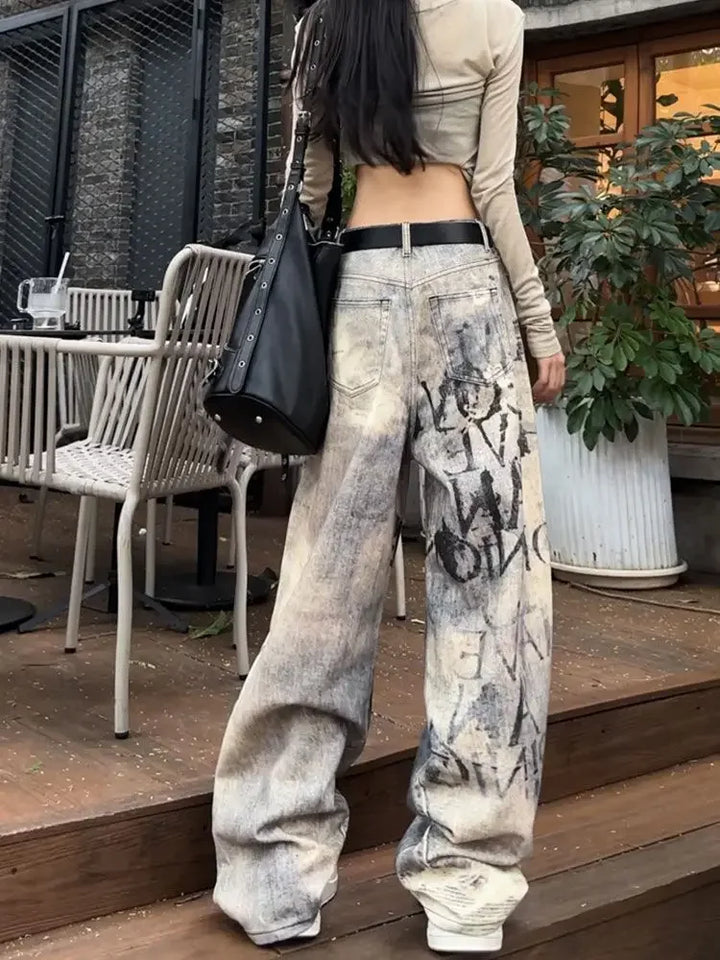 Y2K Washed Wide Pants Dark Tiger
