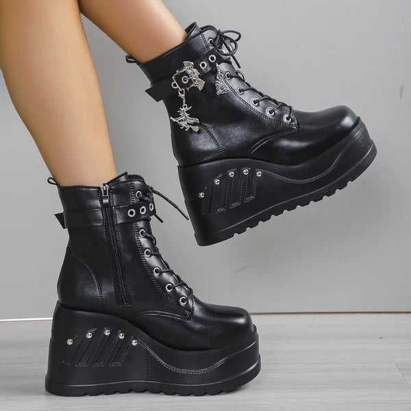 Punk Goth Platform Boots Dark Tiger