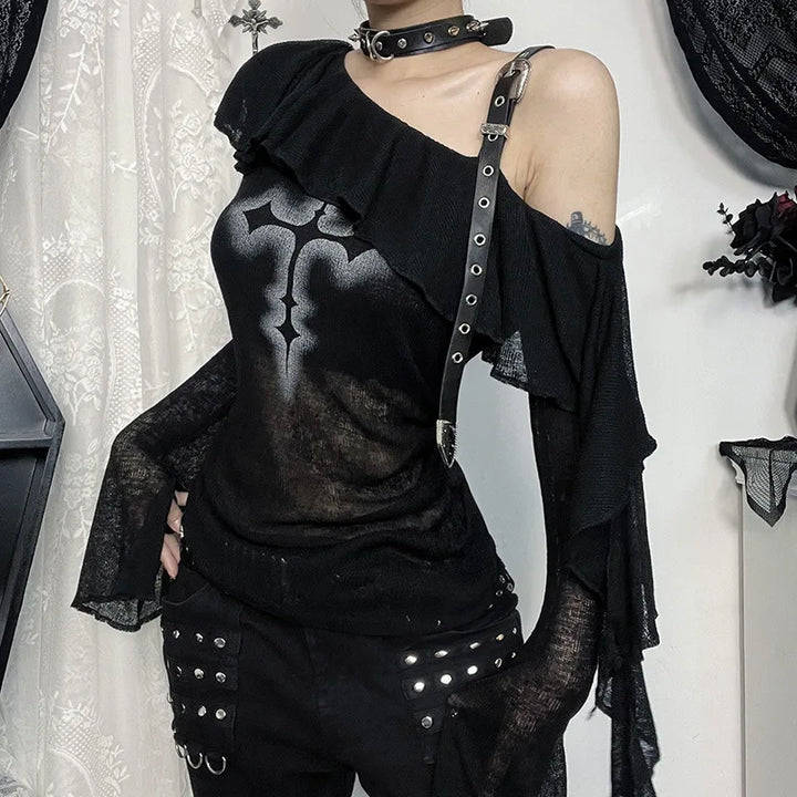 Vintage Goth Longsleeve Top Dark Tiger