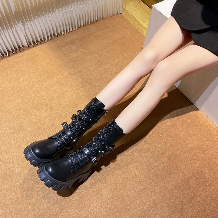 Chunky Punk Platform Boots Dark Tiger