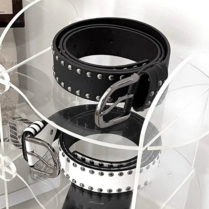 Y2k Vintage Rivet Eco Leather Belt Dark Tiger