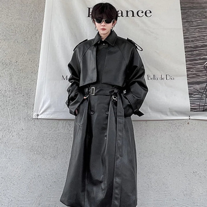 Eco-Leather Long Trench Coat Dark Tiger