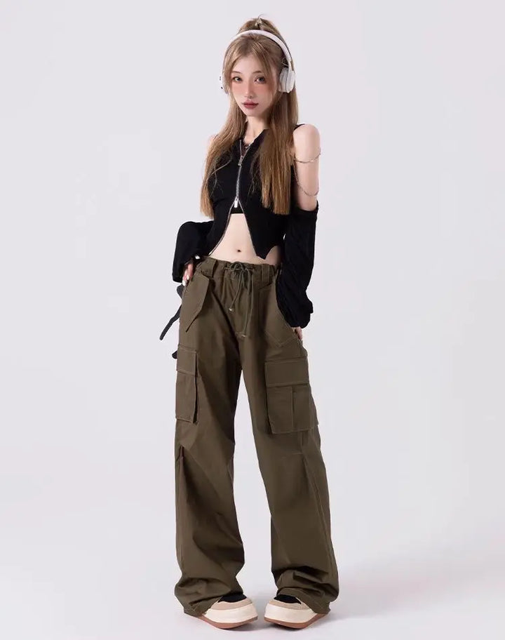 Y2K Harajuku Zip Top Dark Tiger