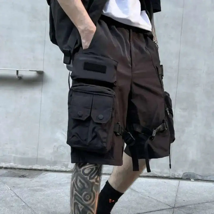 Dark Safari Style Cargo Shorts Dark Tiger
