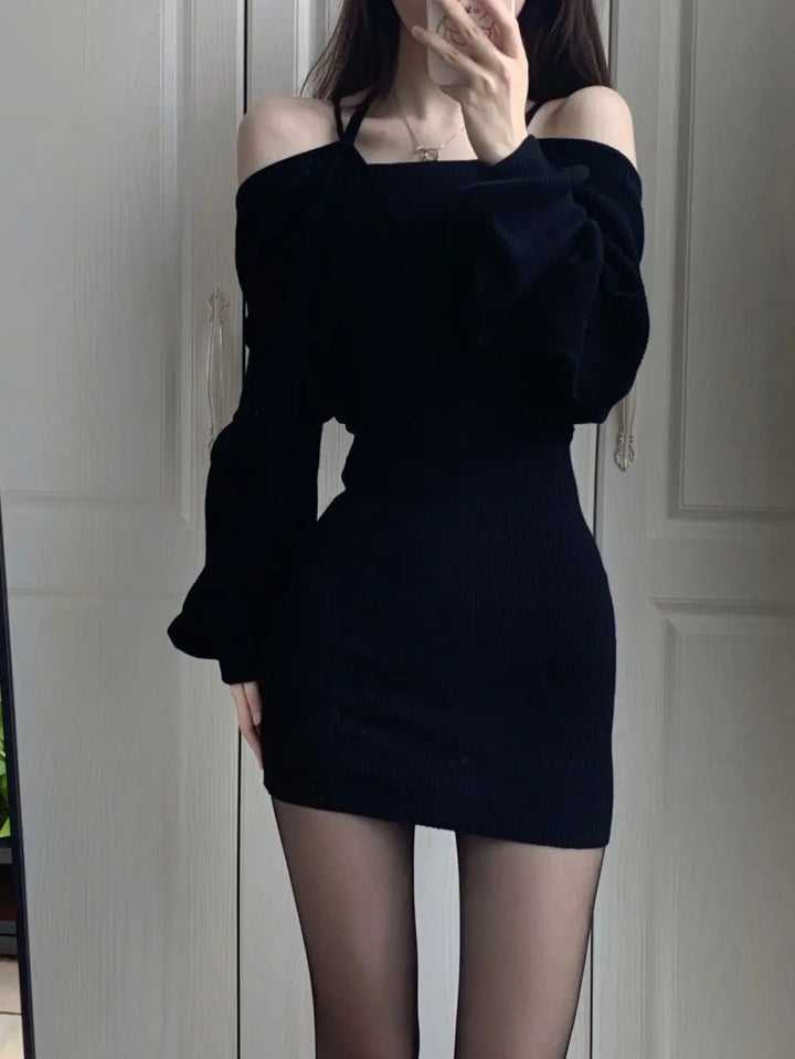 Dark Knit Mini Dress Dark Tiger