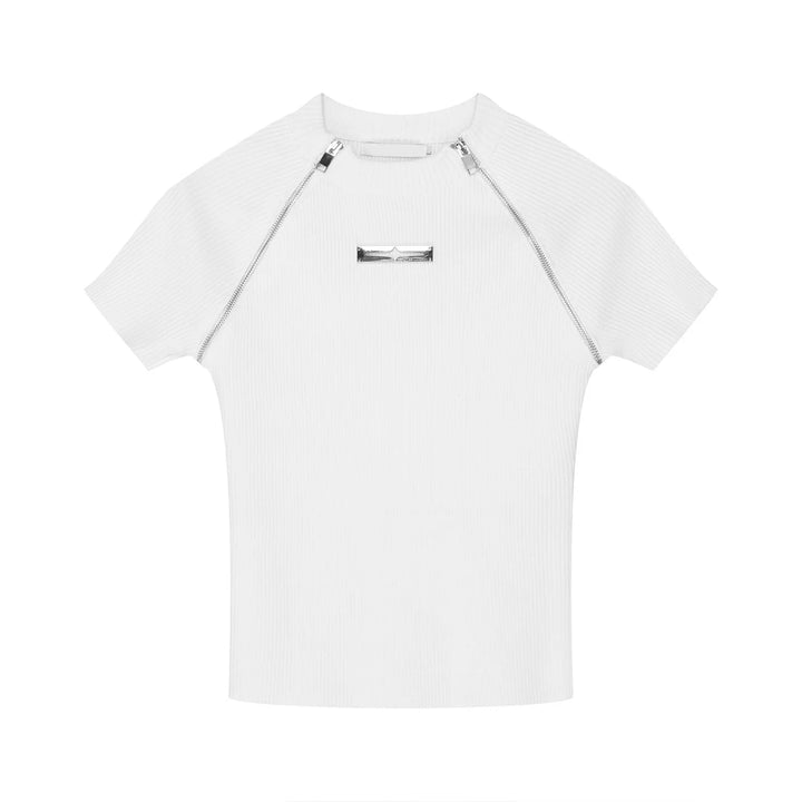 Short-sleeve Knitted Zipper T-Shirt Dark Tiger