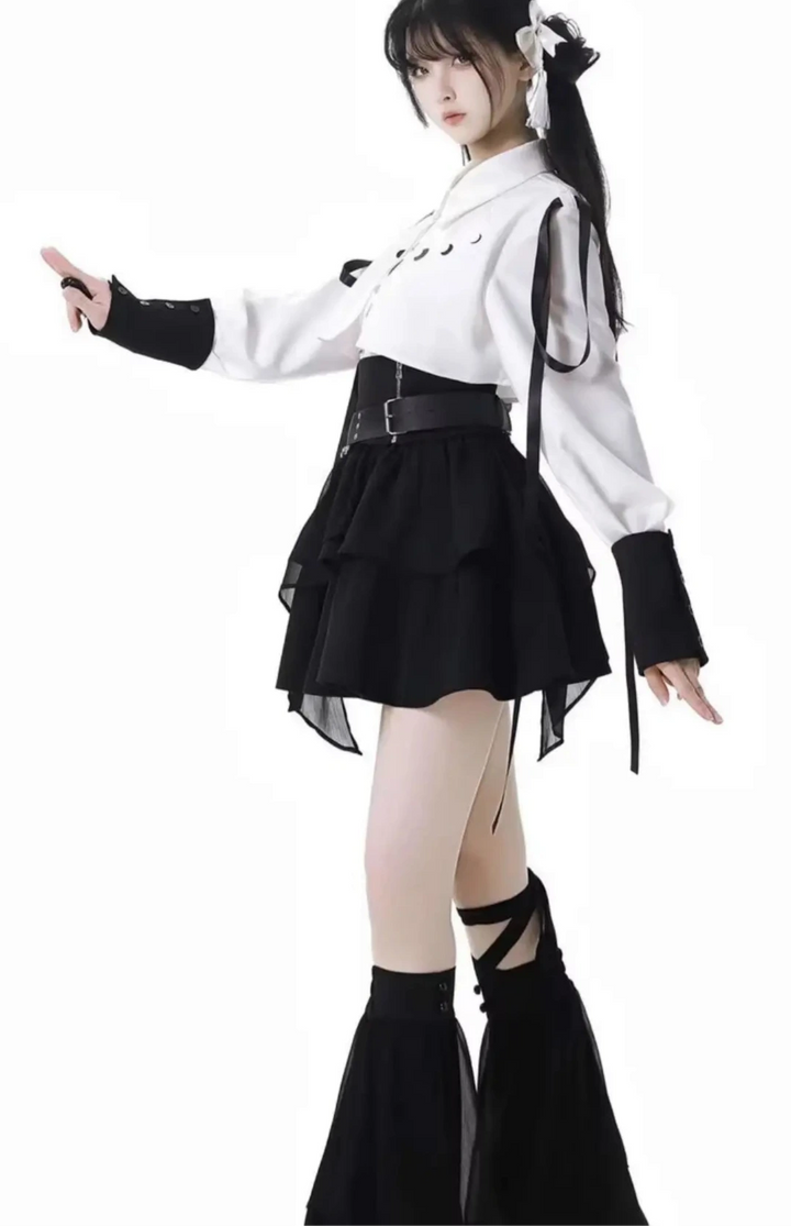Vintage Outfit Set - Shirt & Skirt Dark Tiger