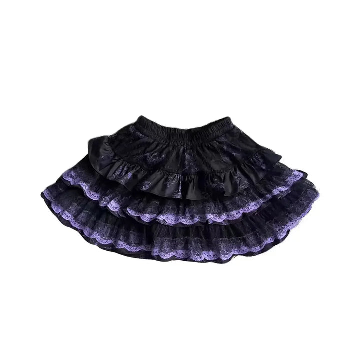 Japanese Harajuku Layered Lace Skirt Dark Tiger