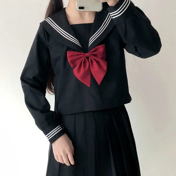 Japanese Black School Uniform Outfit Set — Shirt and Skirt Dark Tiger