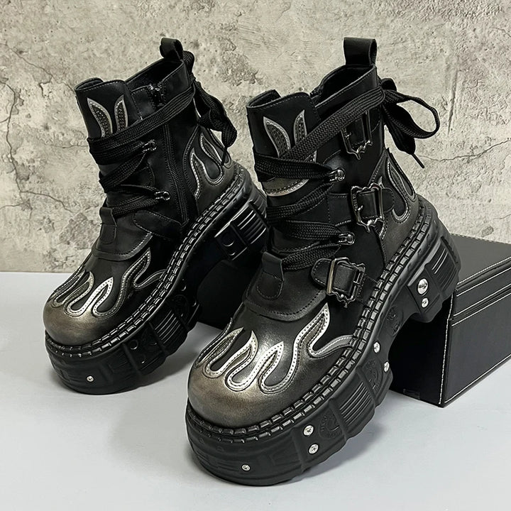 Punk Warm Platfrom Boots Dark Tiger
