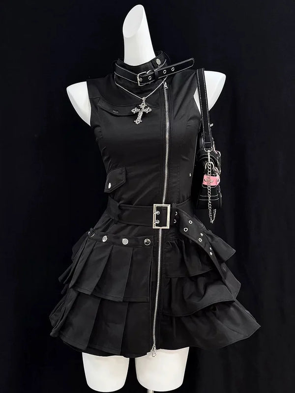 Vintage Gothic Sleeveless Dress Dark Tiger