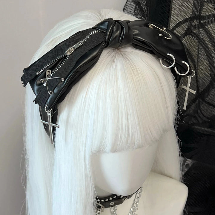 Gothic Punk Zipper Eco Leather Hairband Dark Tiger