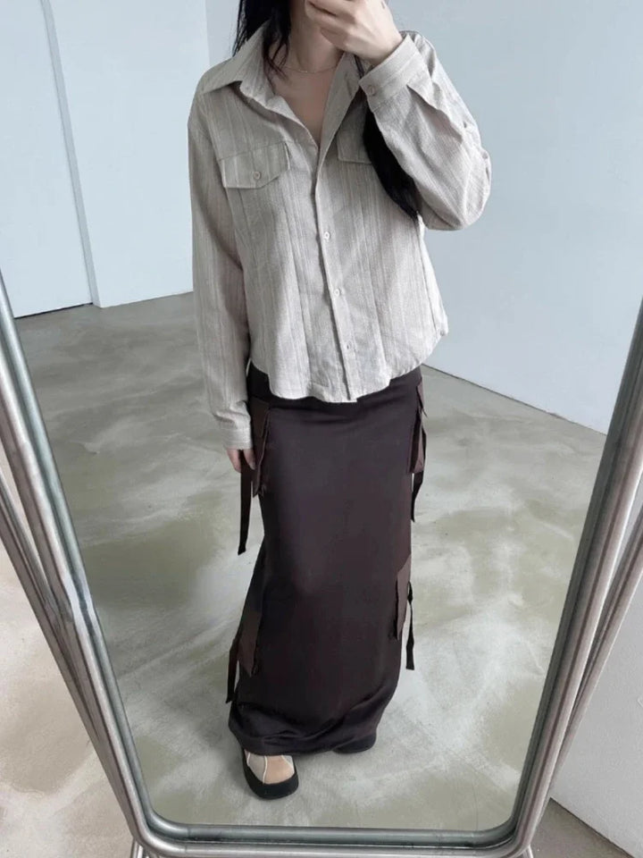 Korean Y2K Striped Shirt Dark Tiger