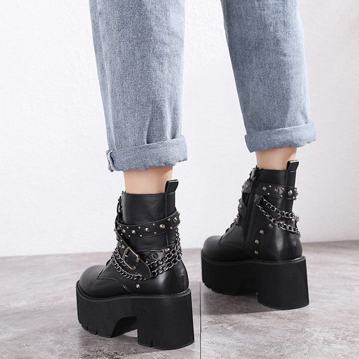 Aesthetic Gothic Style Boots Dark Tiger