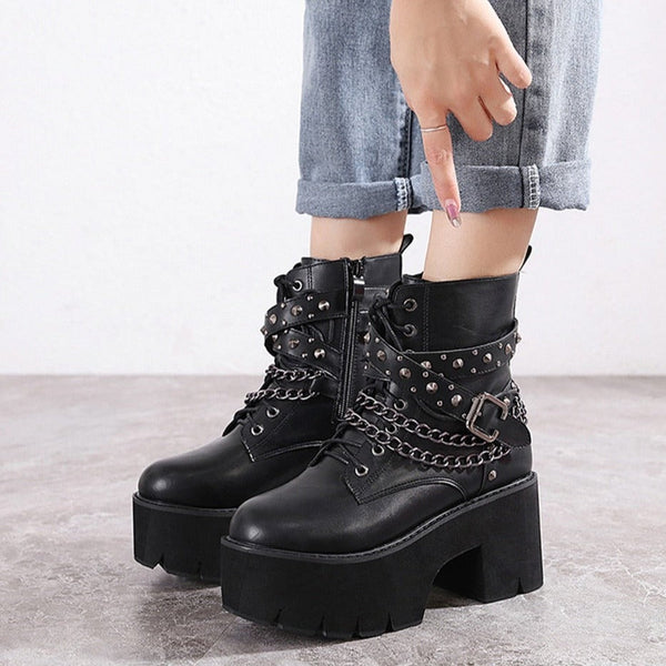 Aesthetic Gothic Style Boots Dark Tiger