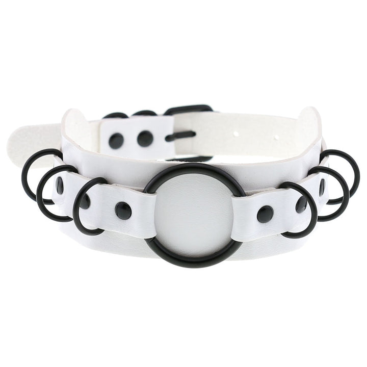 Gothic White Leather Chokers Dark Tiger