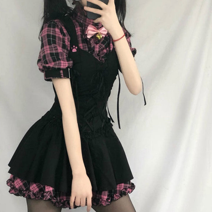 Harajuku Plaid Dress Dark Tiger