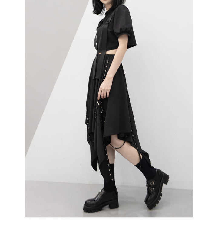 Gothic Weave Irregular Skirt Dark Tiger