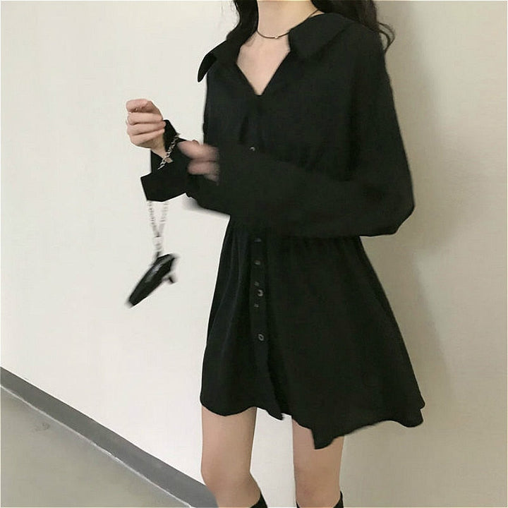 Elegant Black Long Sleeve Dress Dark Tiger