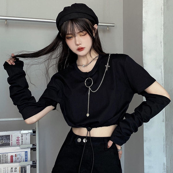 Darkwear Removable Sleeve T-shirt with Chain Dark Tiger