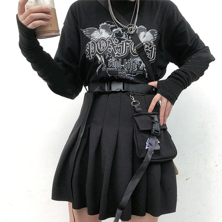 Y2k Darkwear Black Skirt Dark Tiger