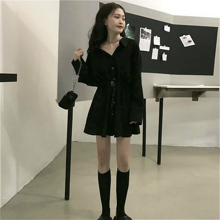 Elegant Black Long Sleeve Dress Dark Tiger