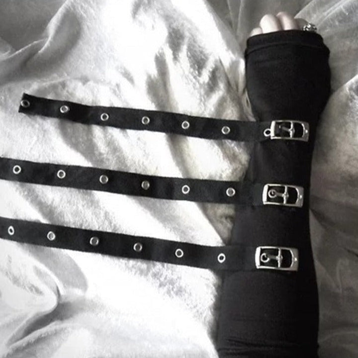 Arm Warmers with Gothic Straps Dark Tiger