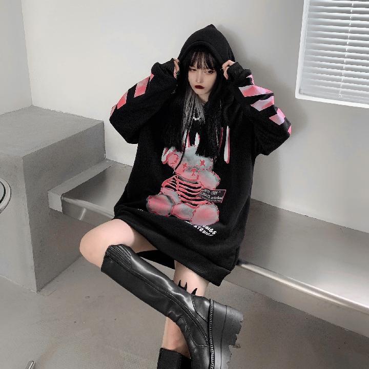 Gothic Anime Punk Hoodie Dark Tiger