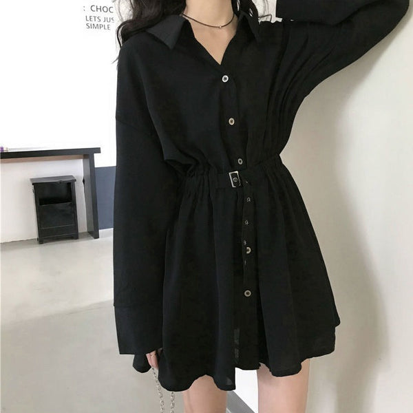 Elegant Black Long Sleeve Dress Dark Tiger