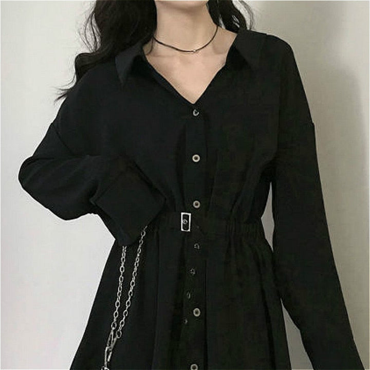 Elegant Black Long Sleeve Dress Dark Tiger