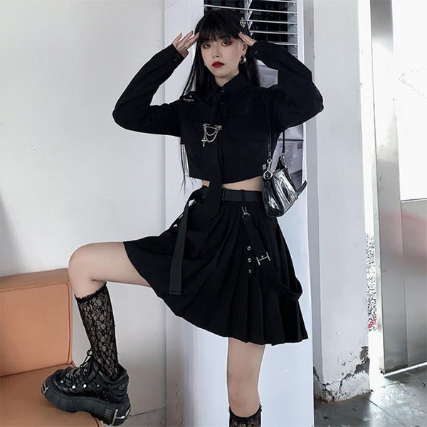Gothic Outfit Set - Shirt & Skirt Dark Tiger