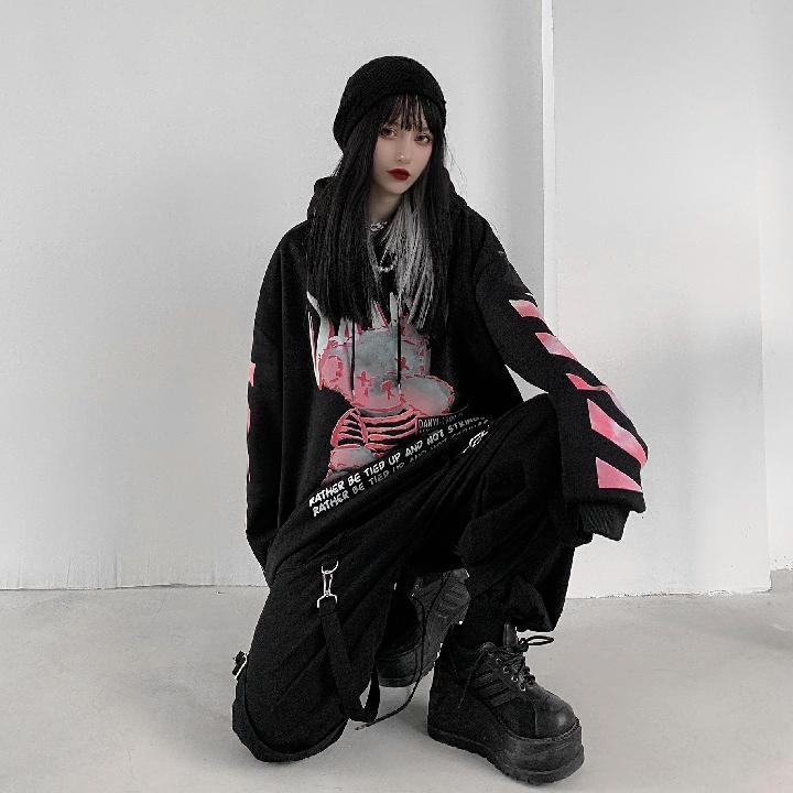 Gothic Anime Punk Hoodie Dark Tiger